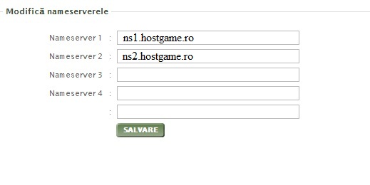Modifica nameserve pentru gazduire HostGame.Ro